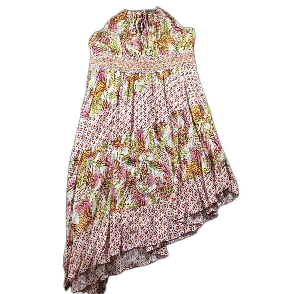 CATO Women Dress Tropical Pineapple Halter Asymmetrical Hem Mix Print 22/24 J198
